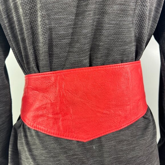 Kenzo Paris Cuir Veritable Made in France Black Leather Wide Belt, Red main image 10